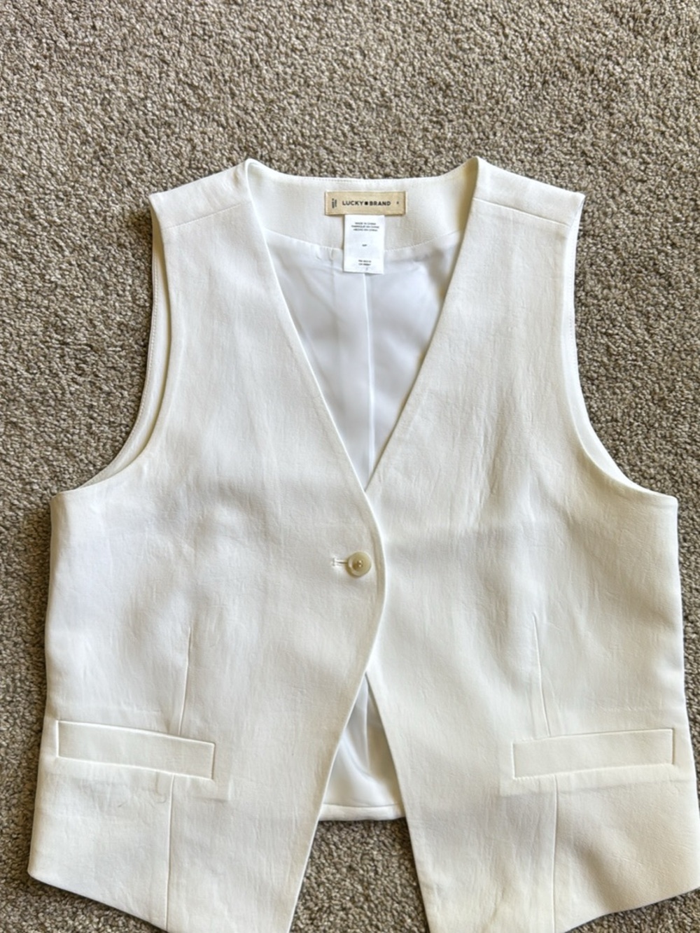 Lucky Brand White Women's Vest with Brand Label